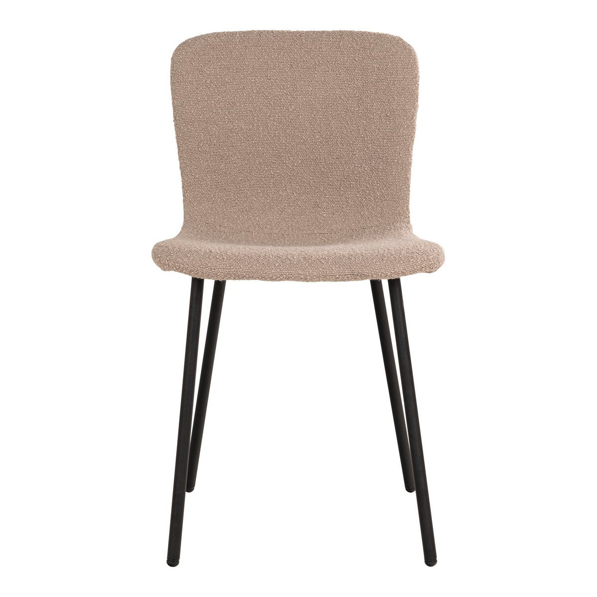 Halden Dining Chair - Eetkamerstoel in bouclé, beige met zwarte poten