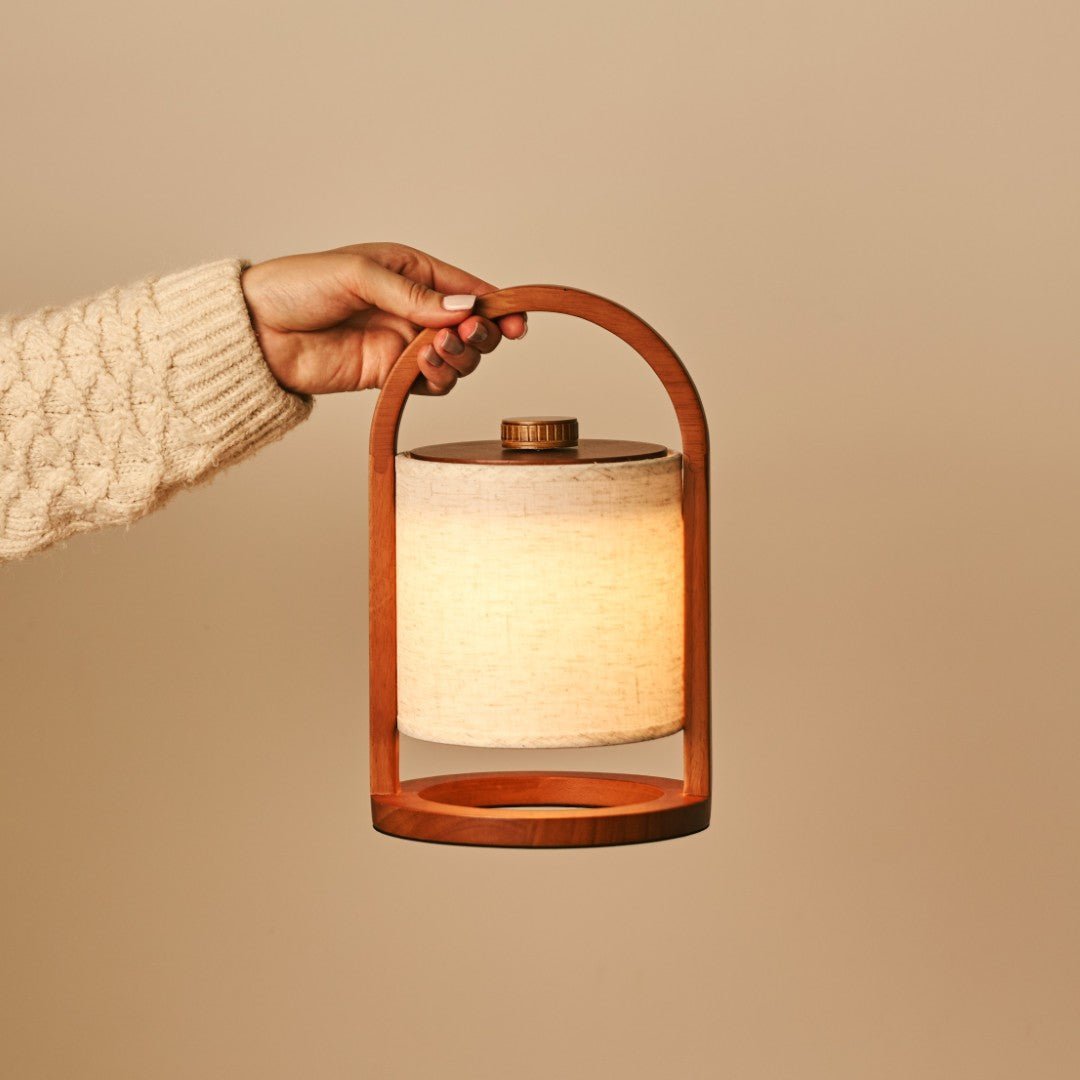 Rivierkastanje houten oplaadbare lamp - dimbaar en draadloos licht