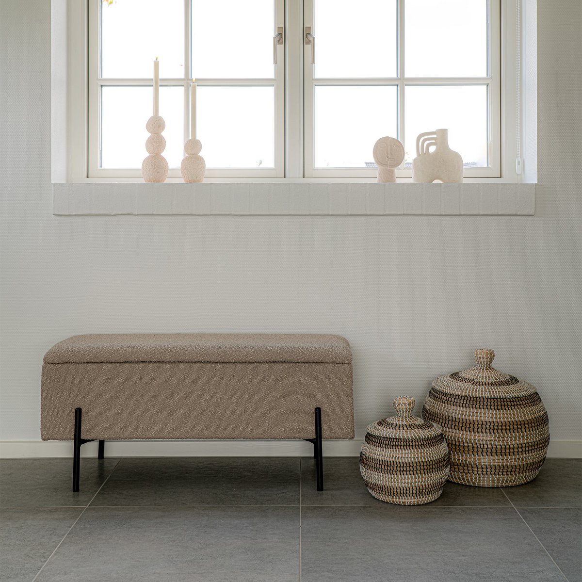 Watford Bank - Beige, Bouclé, met opbergruimte