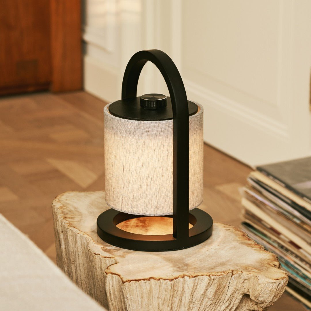 River Black & Gray Wooden oplaadbare lamp