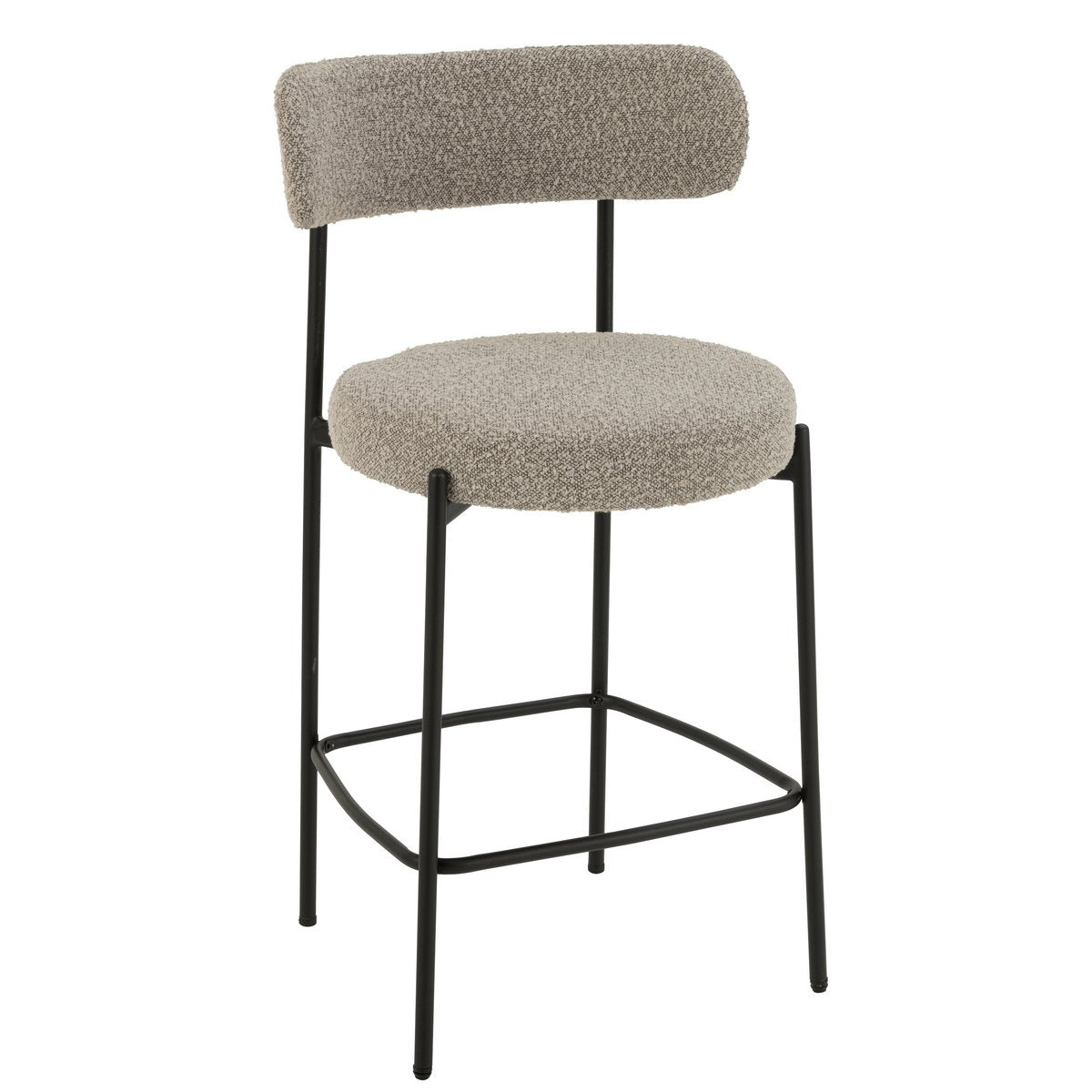 Barstoel Boucle Multiplex/Polyester Grijs/Zwart