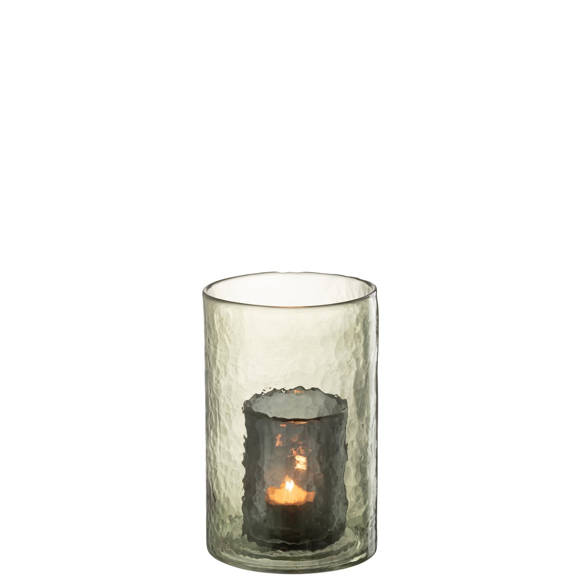Theelichthouder Dubbel Glas Groen Small