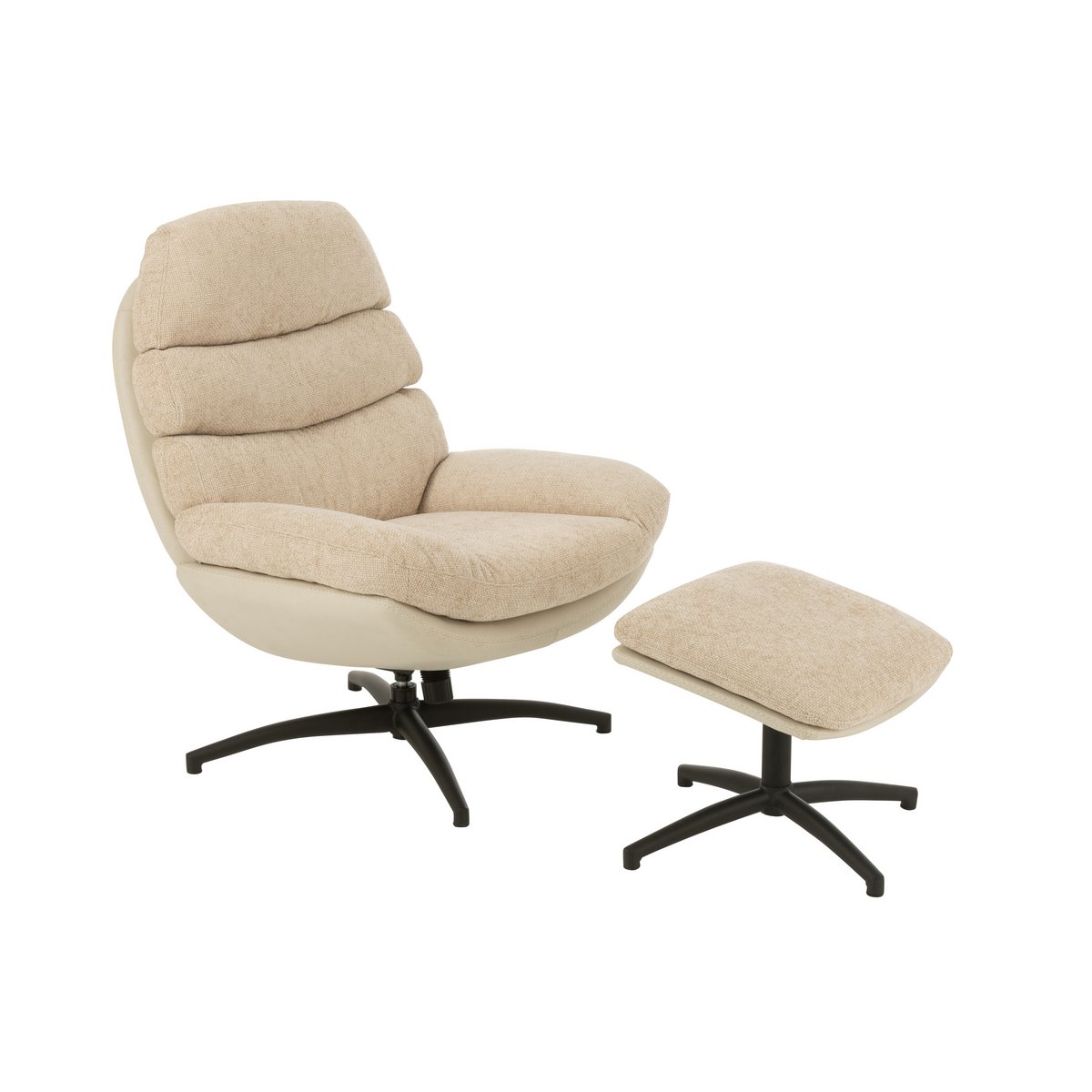 Relax Zetel + Voetbank Metaal/Multiplex Grijs/Zwart