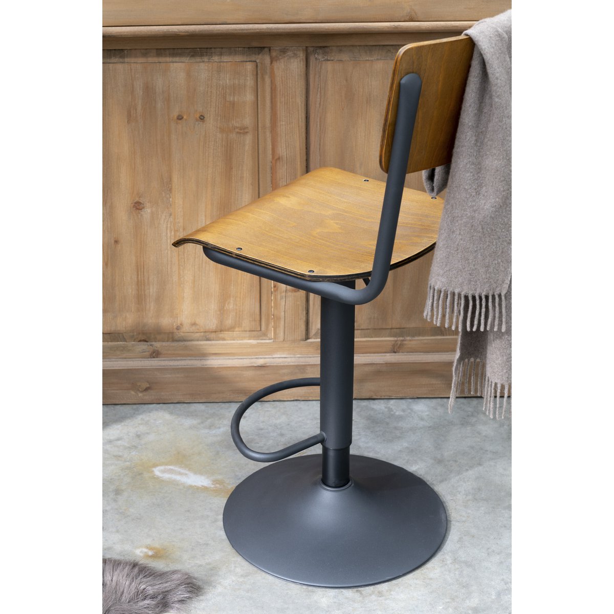 Barstoel Hout/Metaal Bruin