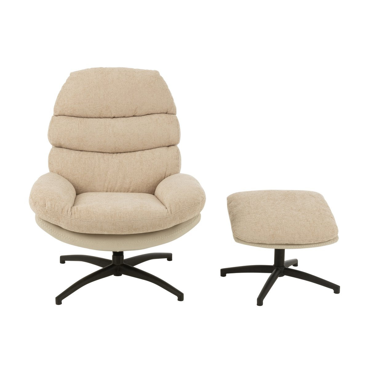 Relax Zetel + Voetbank Metaal/Multiplex Grijs/Zwart