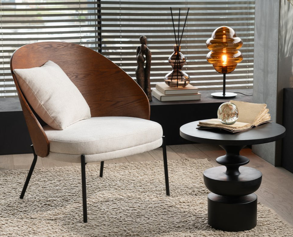 Loungestoel Multiplex/Metaal Bruin/Beige