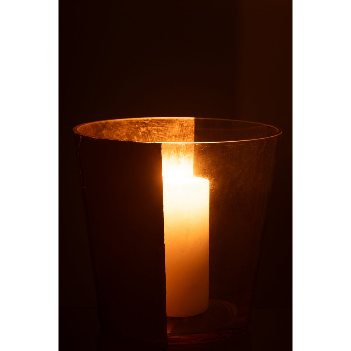 Windlicht Boe Glas Transparant/Goud Large