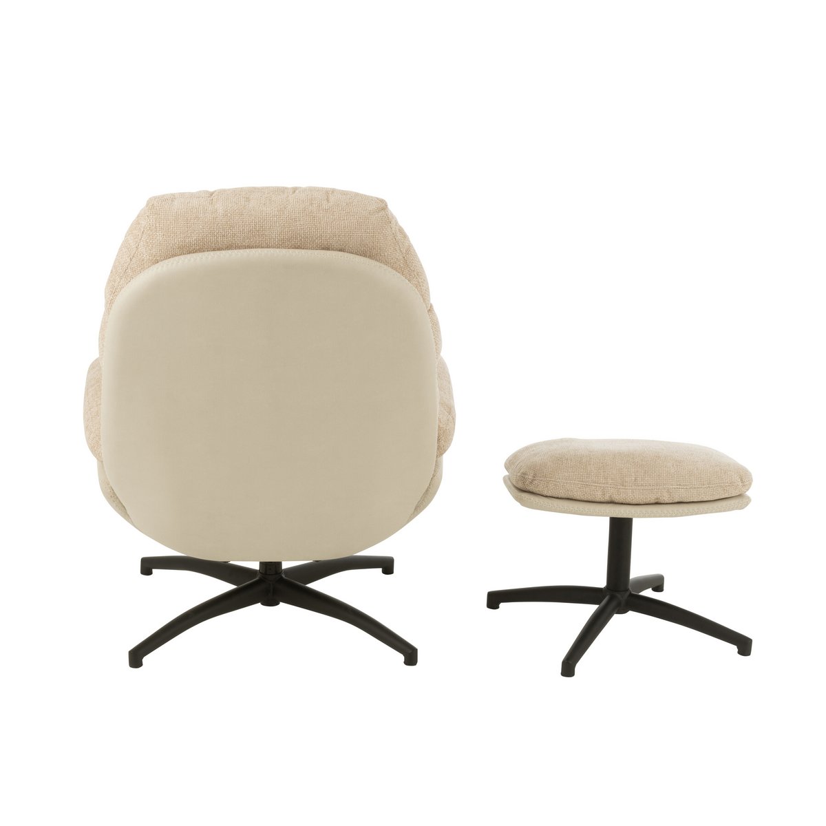 Relax Zetel + Voetbank Metaal/Multiplex Grijs/Zwart