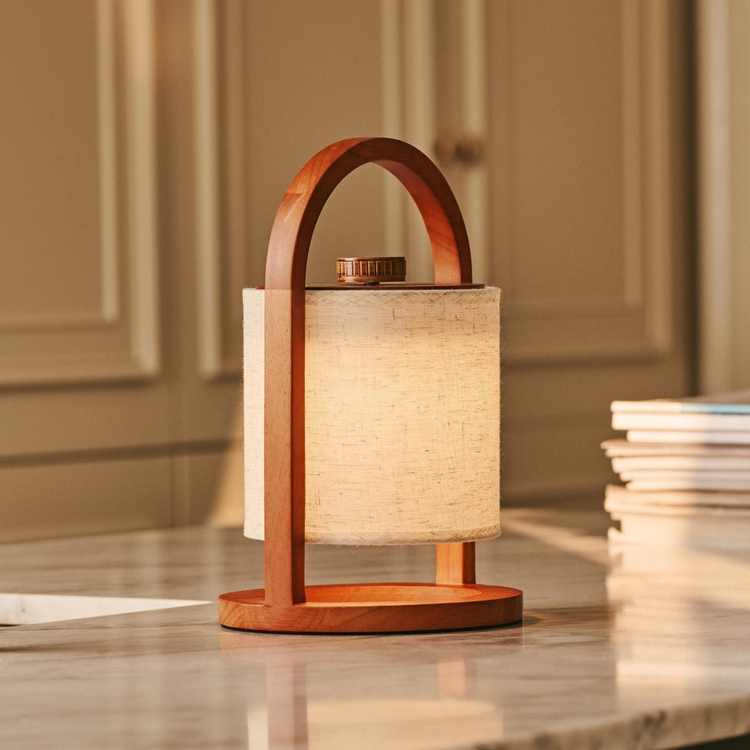 Rivierkastanje houten oplaadbare lamp - dimbaar en draadloos licht