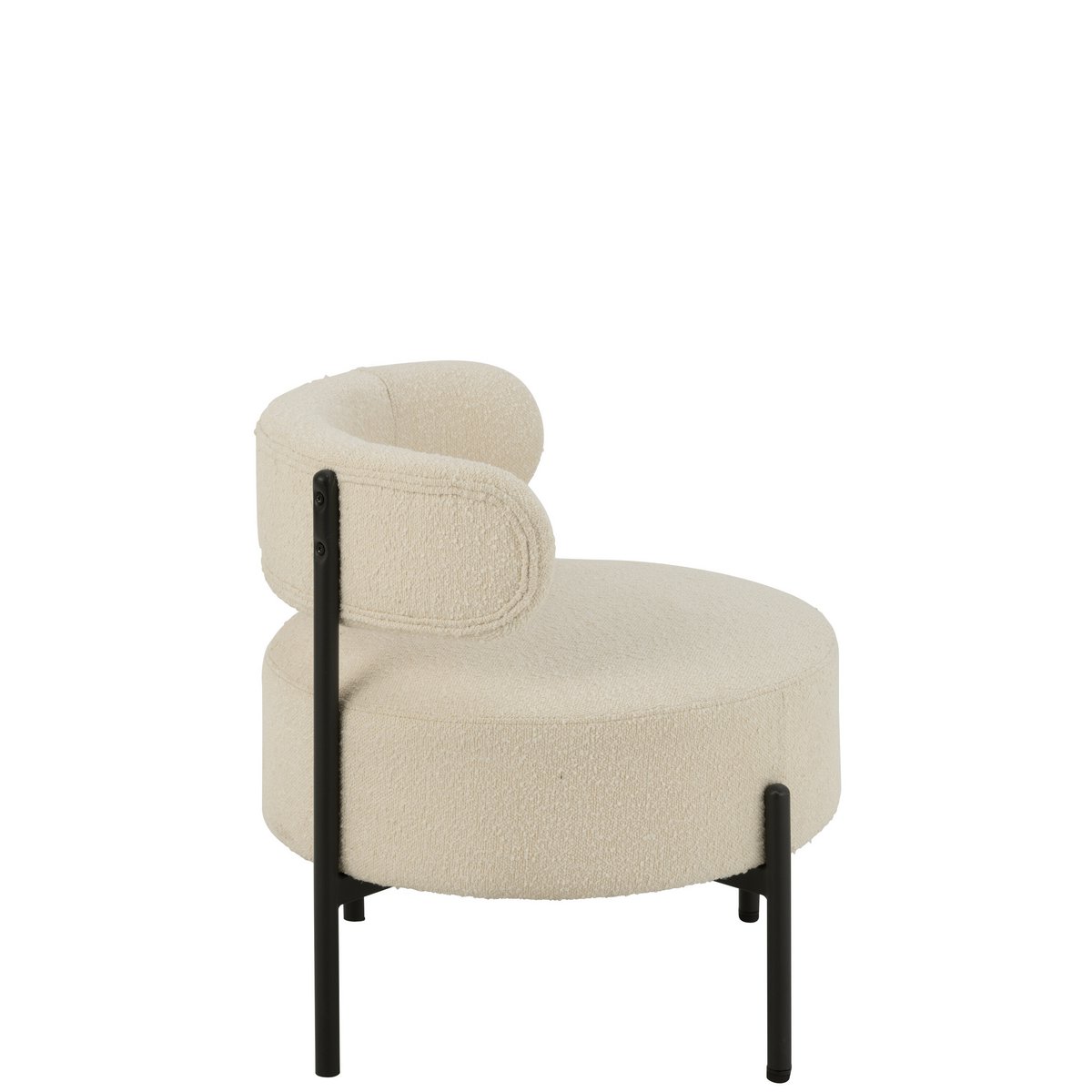 Loungestoel Boucle Multiplex/Polyester Wit/Zwart