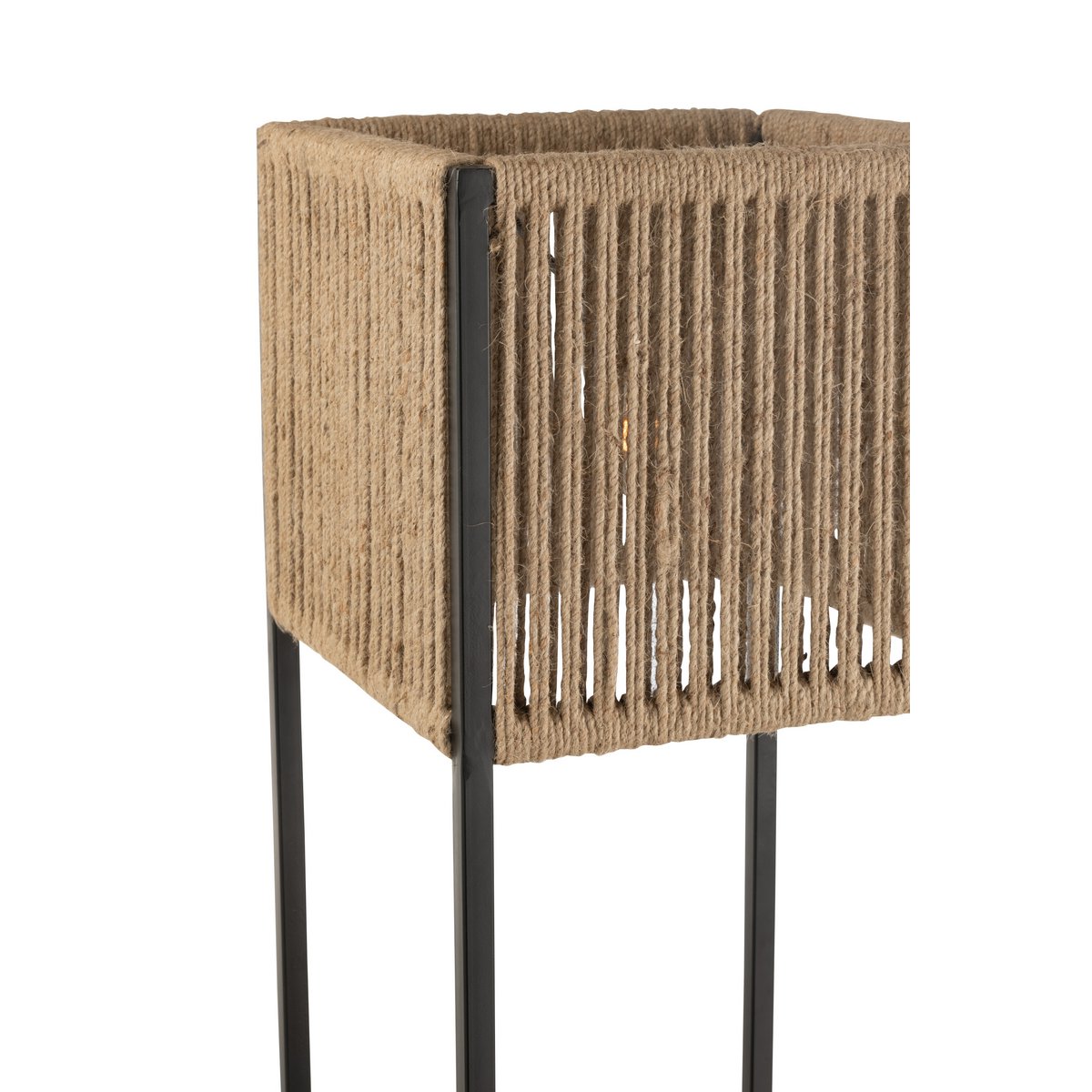 Lamp Vierkant Ijzer/Jute Naturel/Zwart