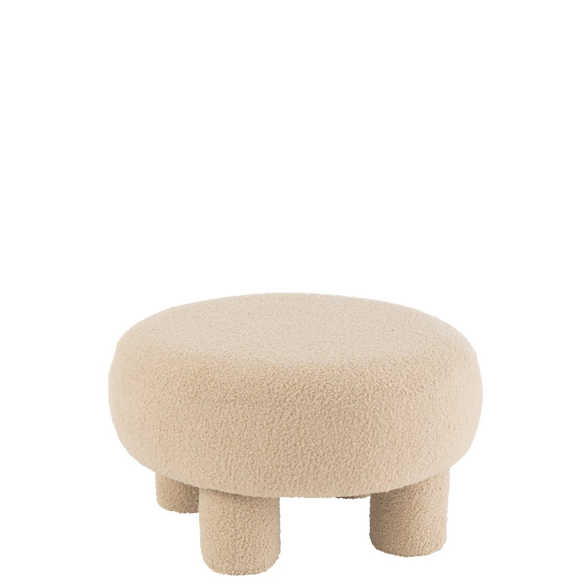 Kruk Rond Teddy Voeten Bouclé Warm Beige