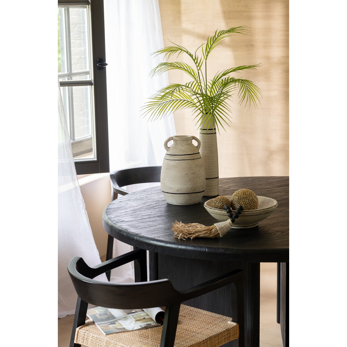 Eettafel Rond Teak - hout - zwart