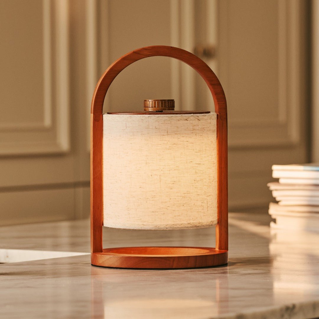 Rivierkastanje houten oplaadbare lamp - dimbaar en draadloos licht