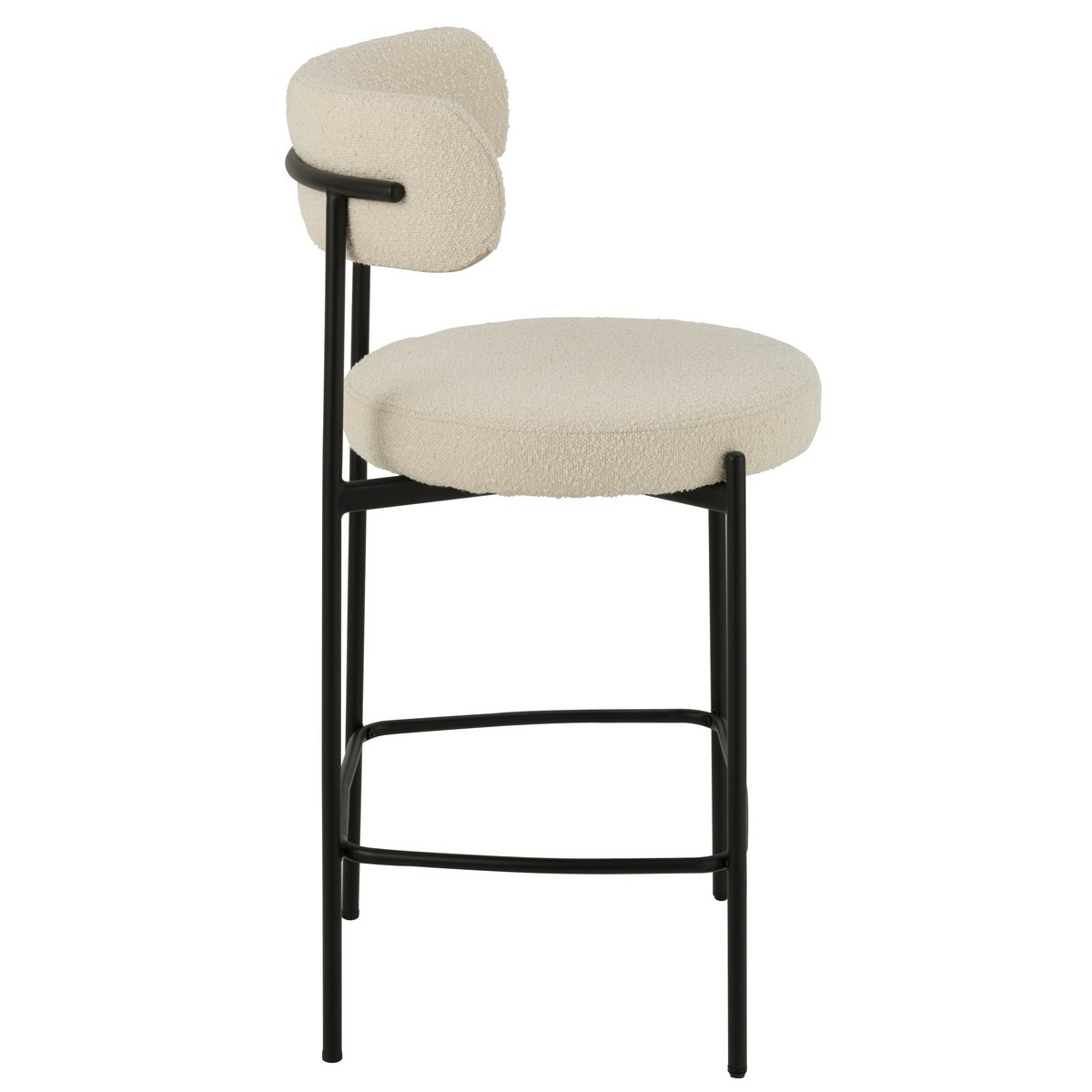 Barstoel Boucle Multiplex/Polyester Wit/Zwart