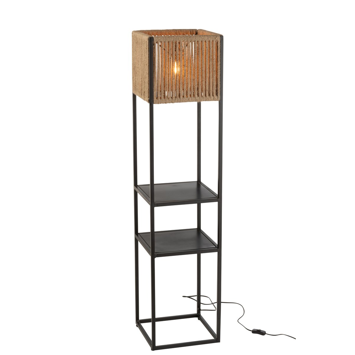 Lamp Vierkant Ijzer/Jute Naturel/Zwart