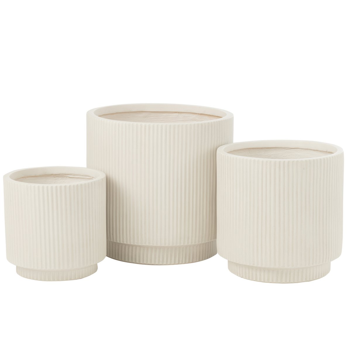 Set Van 3 Bloempotten Misty Klei Wit