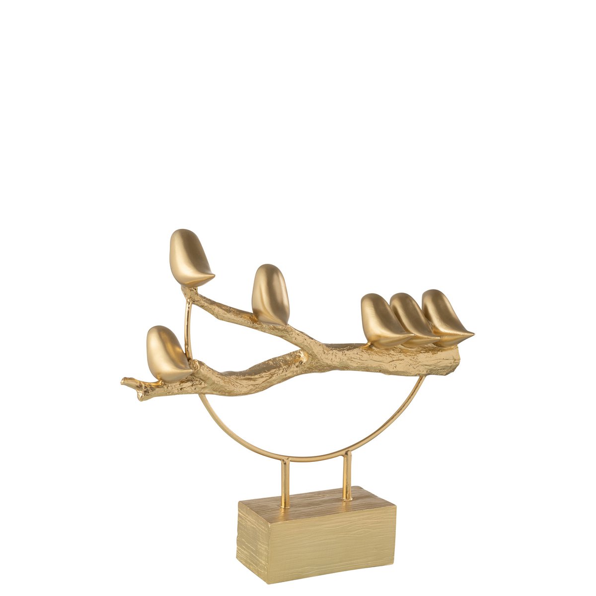 Vogel Op Tak Sokkel Resine/Metaal Goud