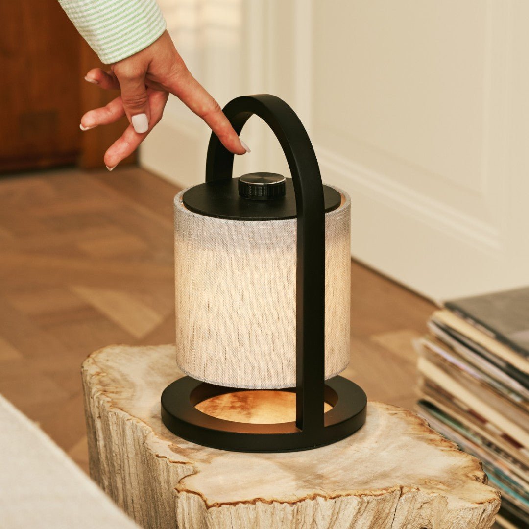 River Black & Gray Wooden oplaadbare lamp