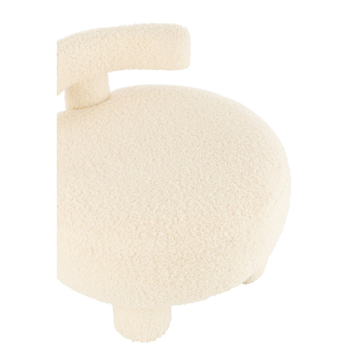 Poef Rond met Rugleuning Bouclé Wit