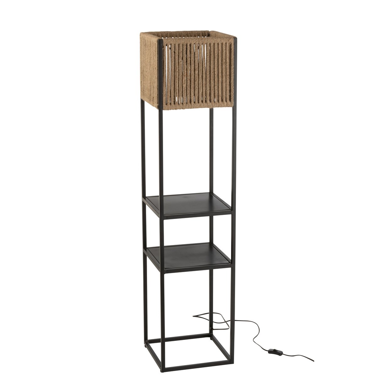 Lamp Vierkant Ijzer/Jute Naturel/Zwart