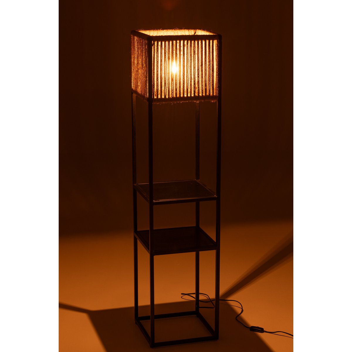 Lamp Vierkant Ijzer/Jute Naturel/Zwart