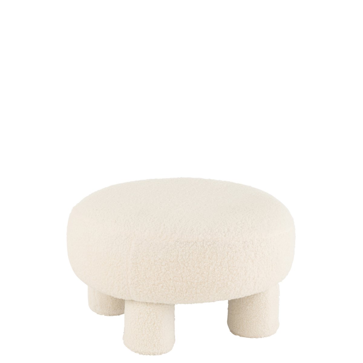Kruk Rond Teddy Voeten Bouclé Wit