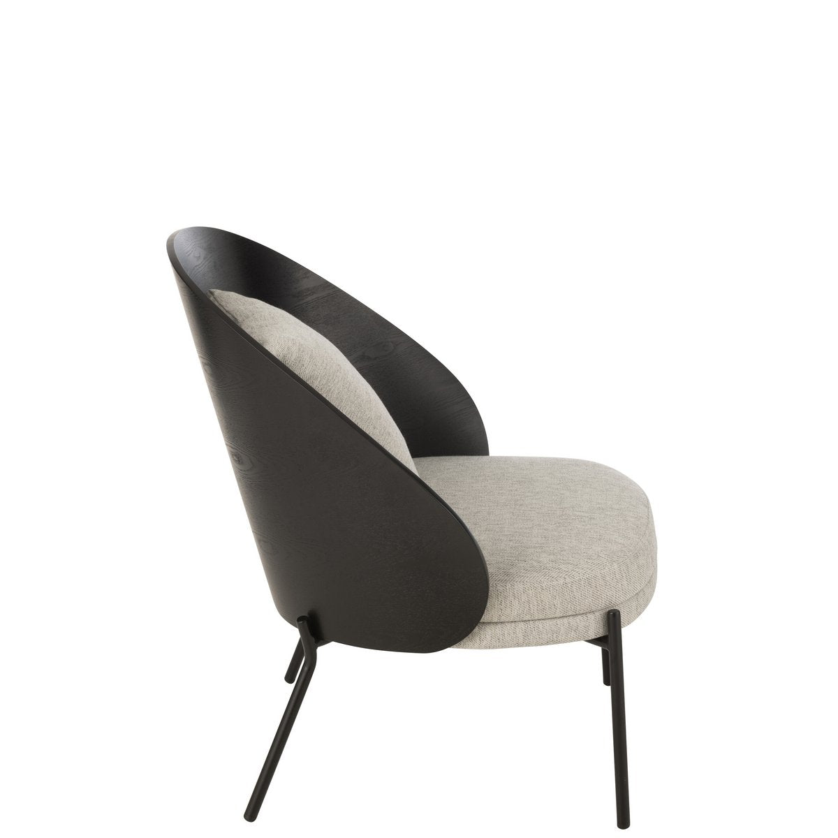 Loungestoel Lone Hout/Metaal Zwart/Grijs