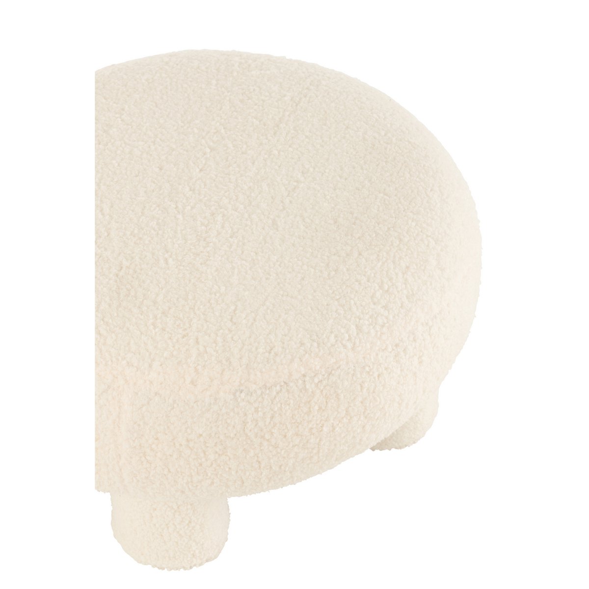 Kruk Rond Teddy Voeten Bouclé Wit
