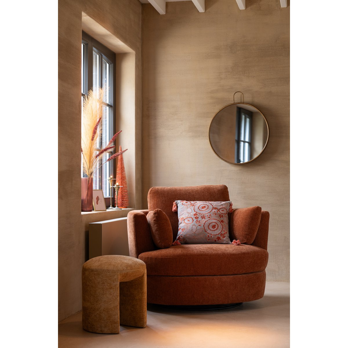 Spiegel Anto - mdf - goud - groot - Ø 85 cm