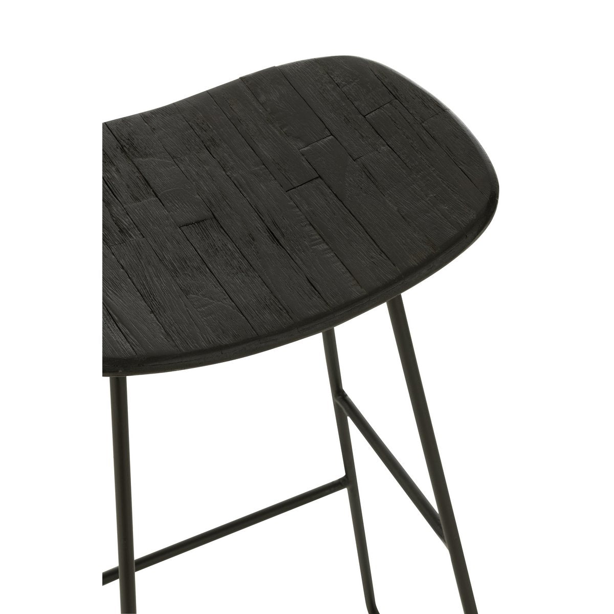 Stoel Rechthoekig - gerecycleerd teak - zwart - large