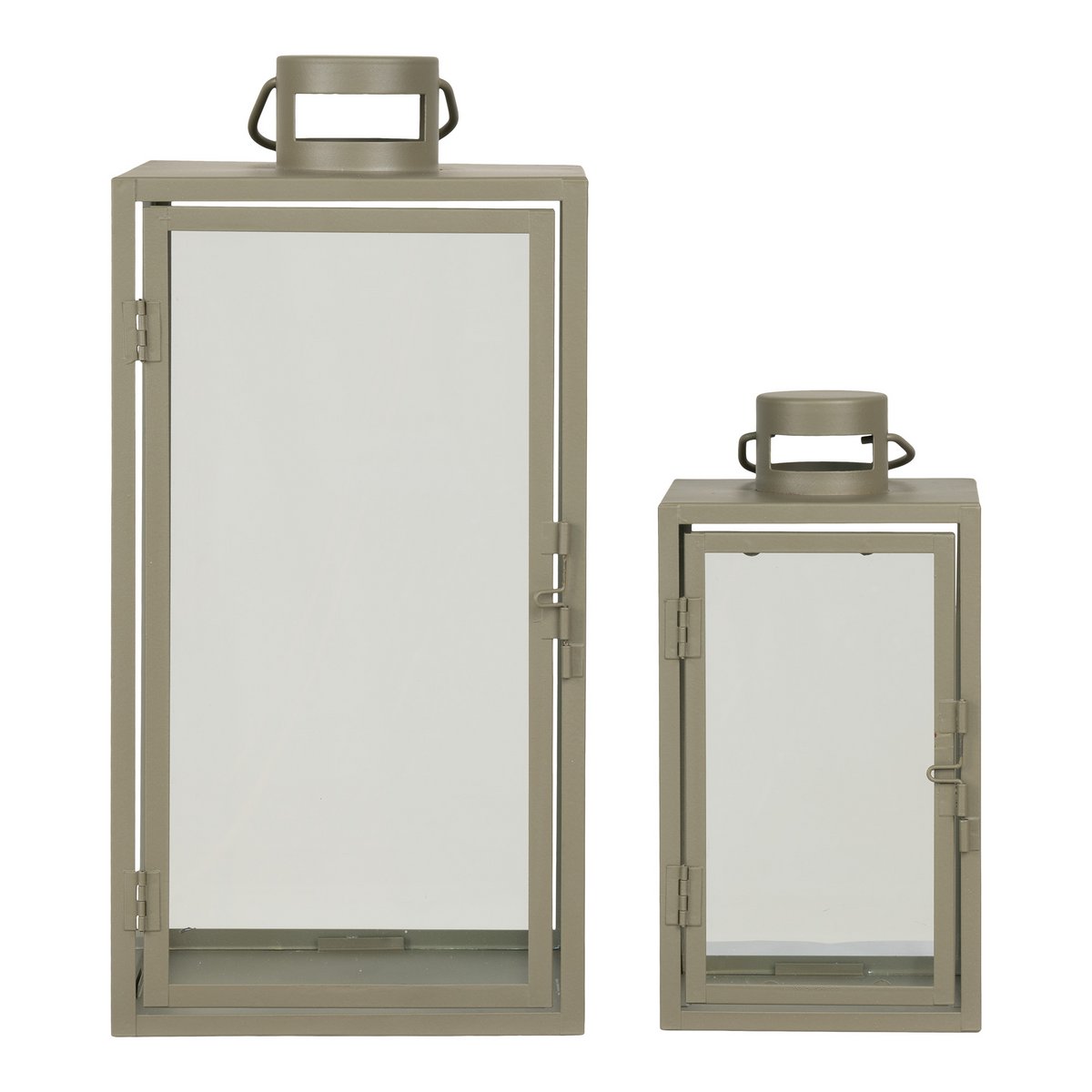 Corfu Lantaarns - Groen, Staal, Glas, Set van 2