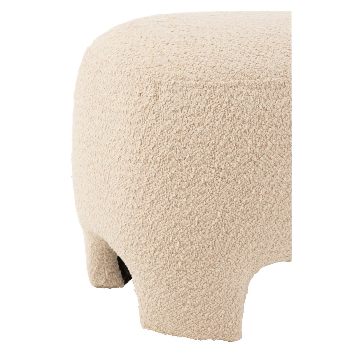 Poef Gebreid Textiel/Hout Wit