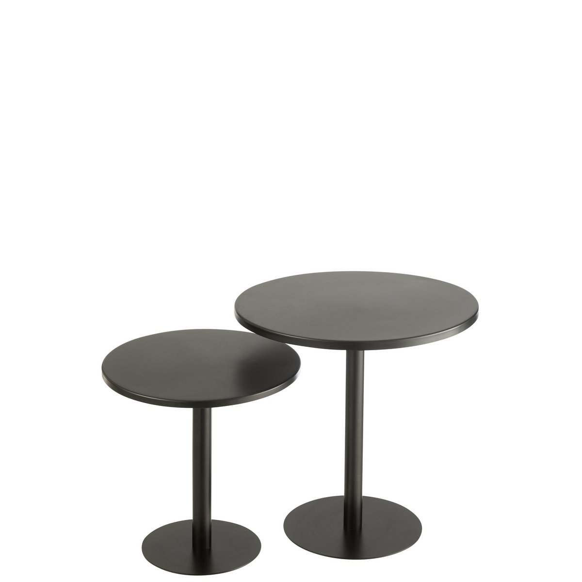 Set Van 2 Bijzettafel Rond Metaal Zwart
