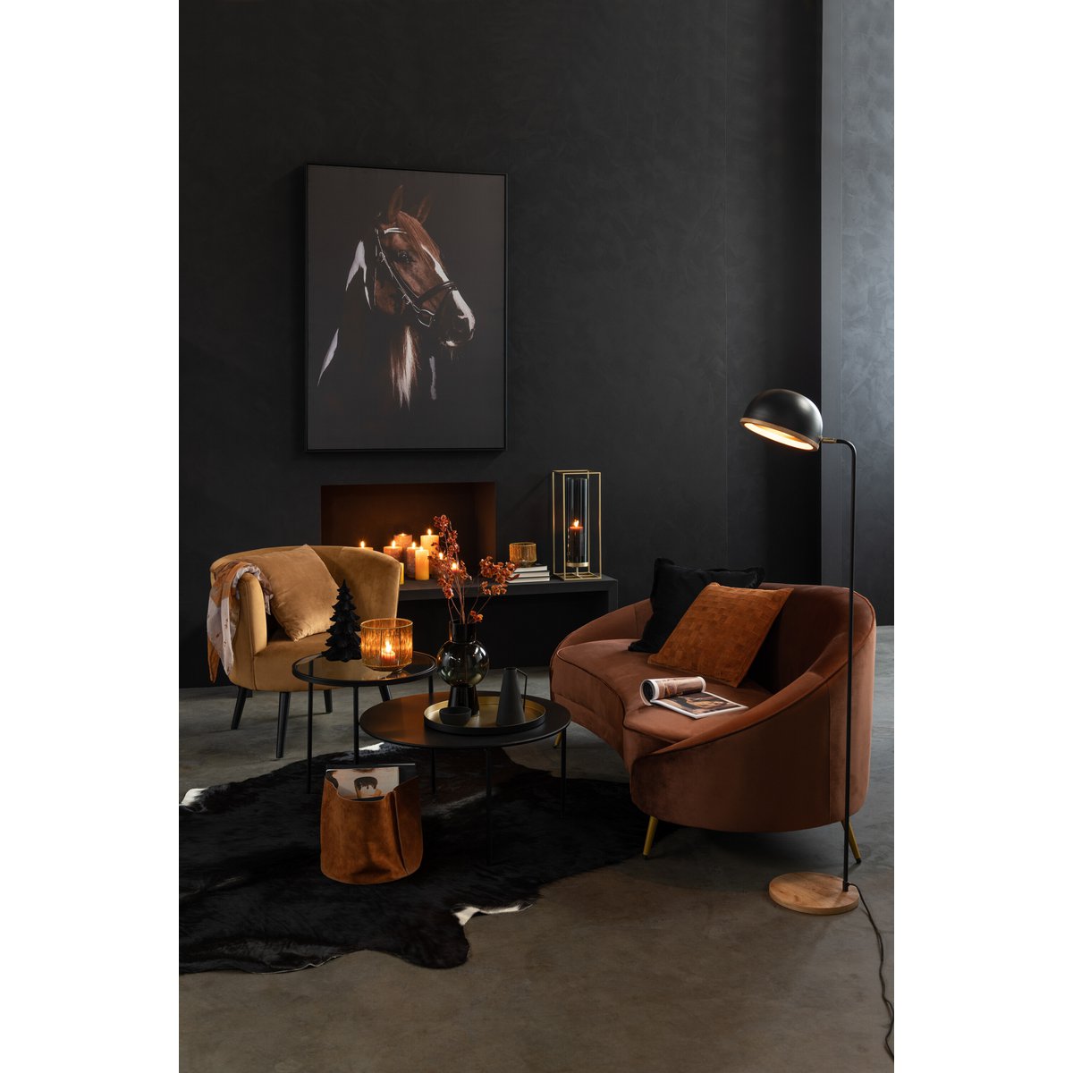 Staande Lamp Evy - ijzer/hout - zwart/naturel