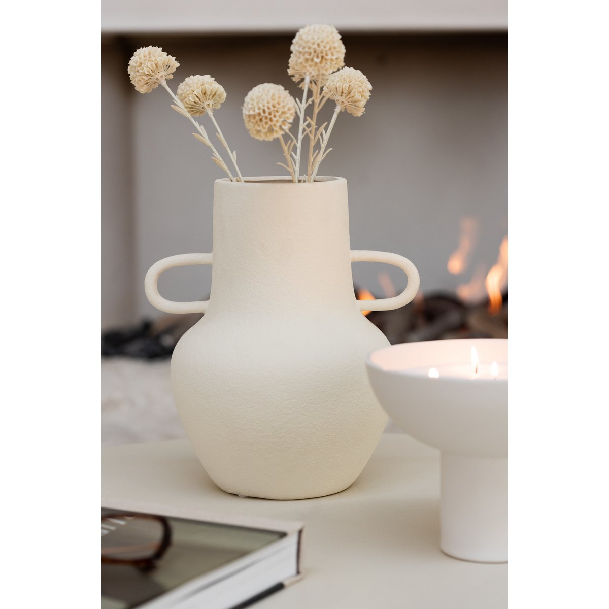 Vaas Kruik 2 Handvat Aardewerk Beige Large