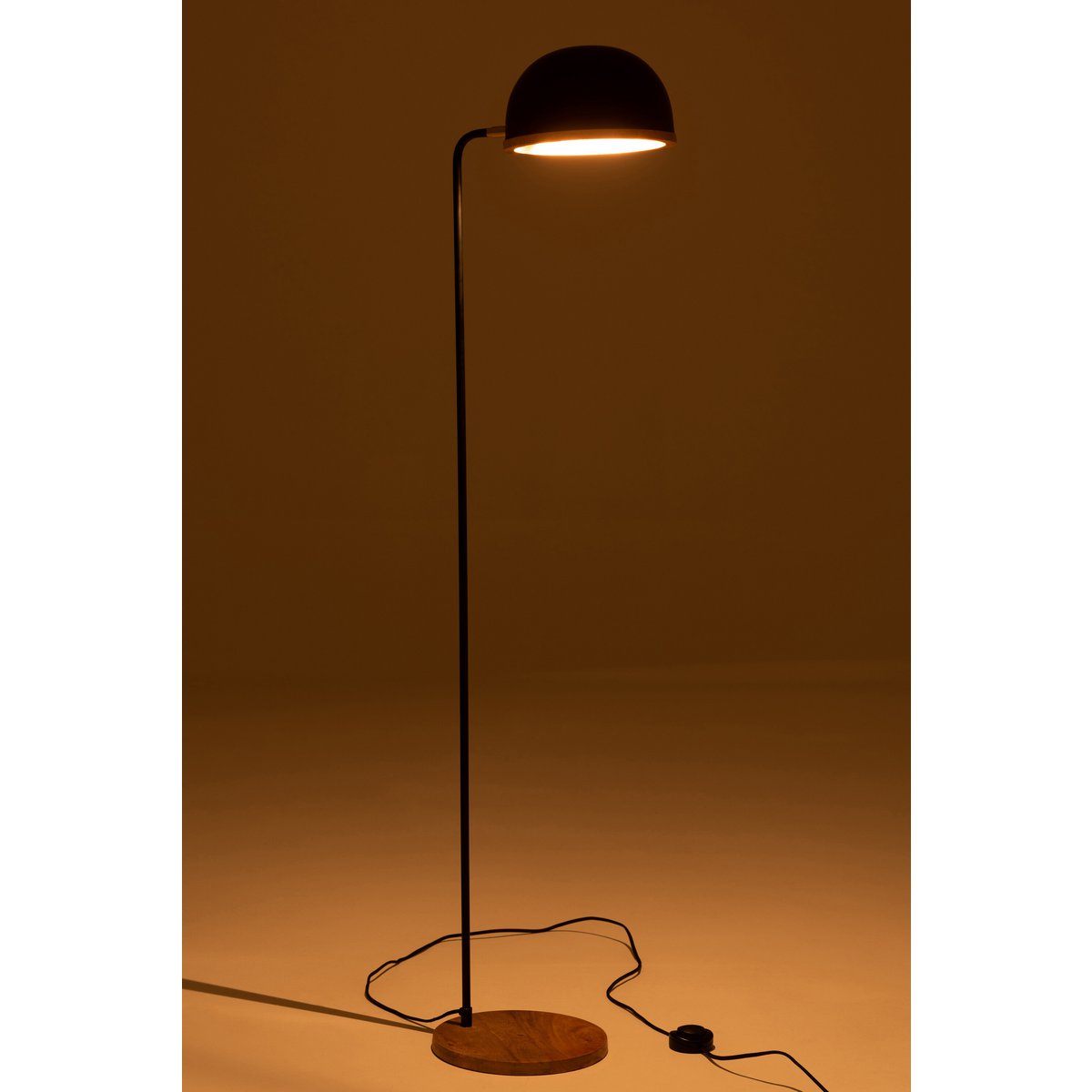 Staande Lamp Evy - ijzer/hout - zwart/naturel