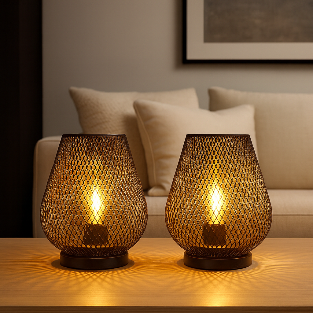 Messing Tafellamp - LED draadloos - 2e halve prijs!