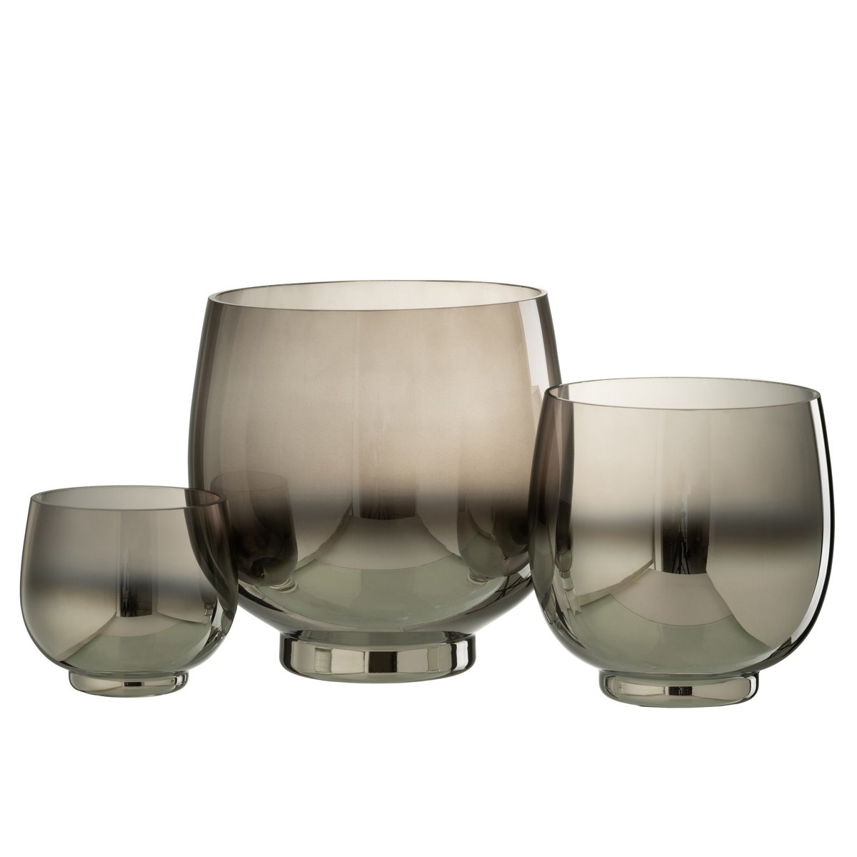 Windlicht Rond - glas - grijs/zilver - large