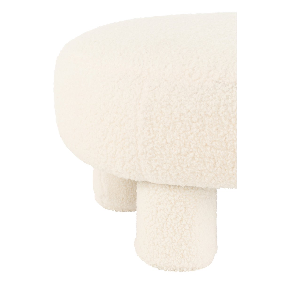 Kruk Rond Teddy Voeten Bouclé Wit
