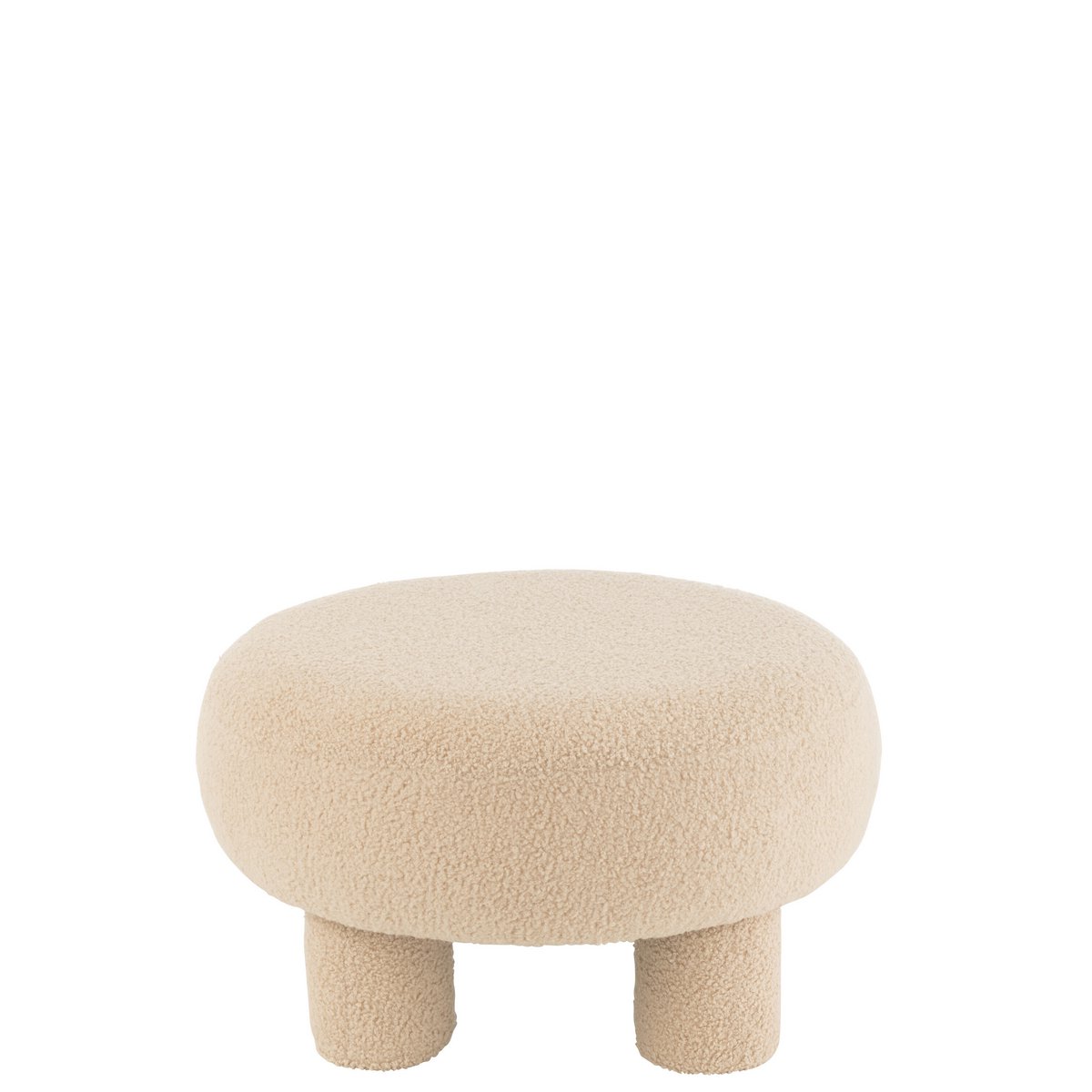 Kruk Rond Teddy Voeten Bouclé Warm Beige
