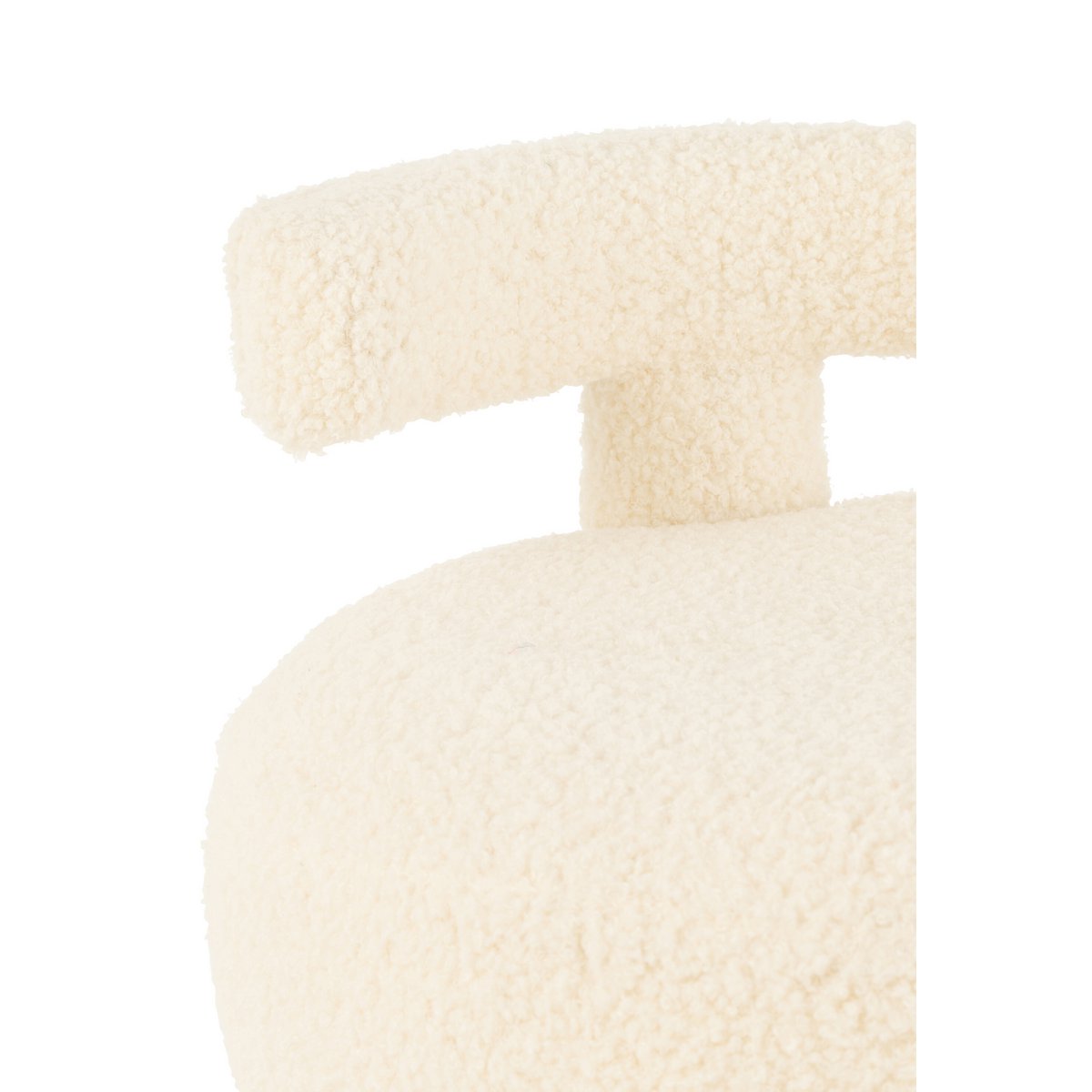 Poef Rond met Rugleuning Bouclé Wit