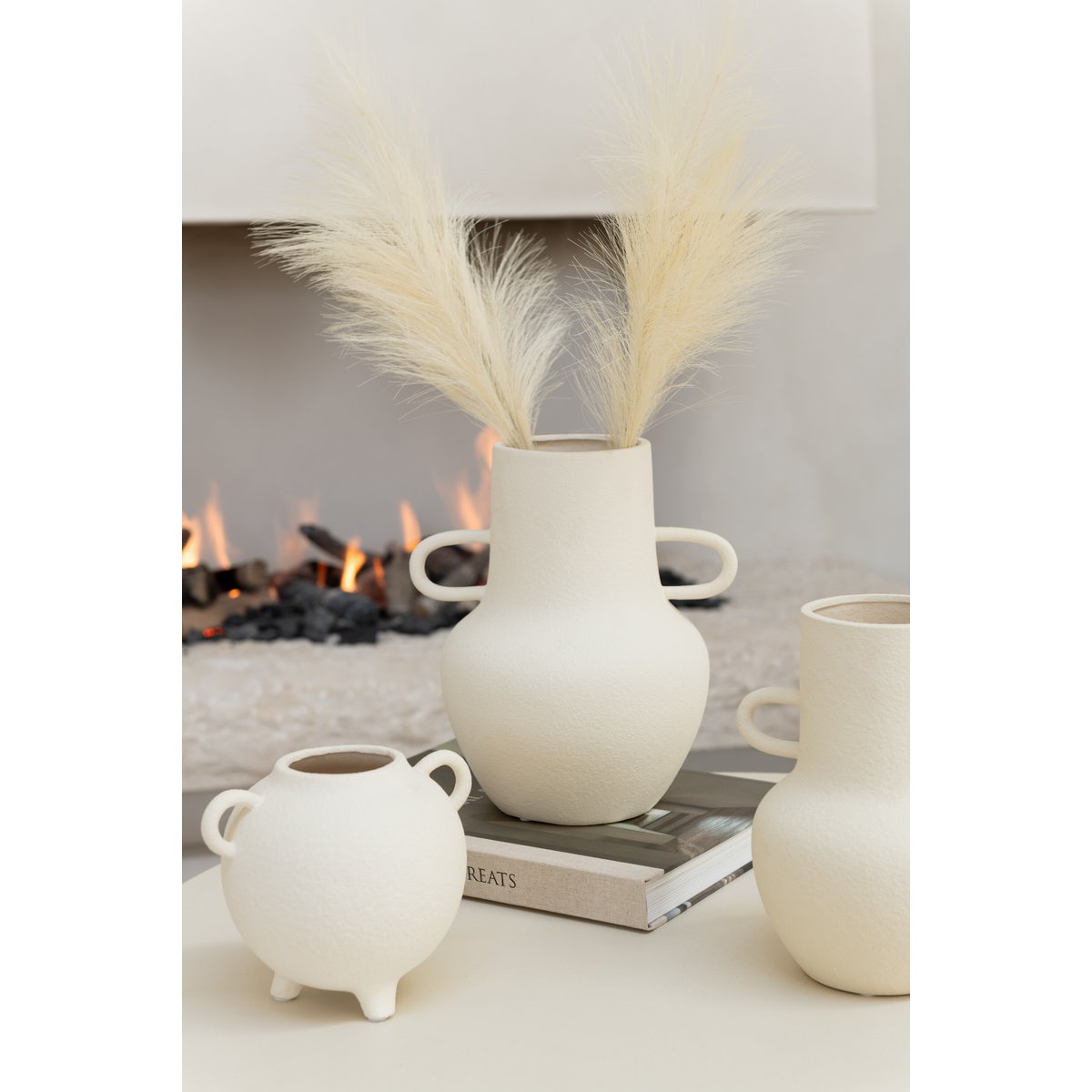Vaas Kruik 2 Handvat Aardewerk Beige Large
