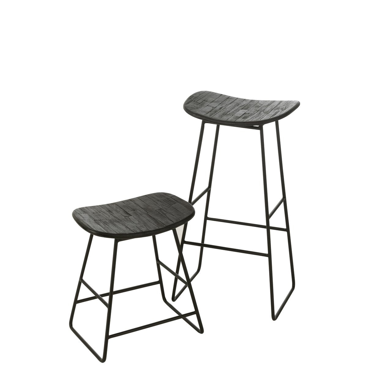 Stoel Rechthoekig - gerecycleerd teak - zwart - large