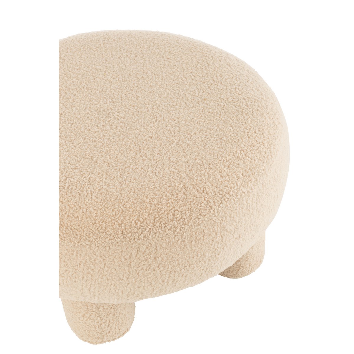 Kruk Rond Teddy Voeten Bouclé Warm Beige