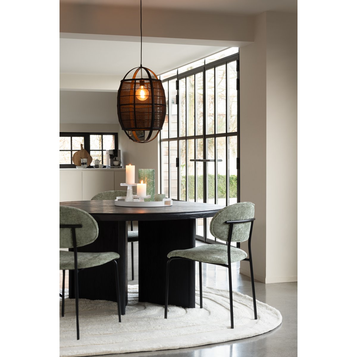 Eettafel Rond Teak - hout - zwart