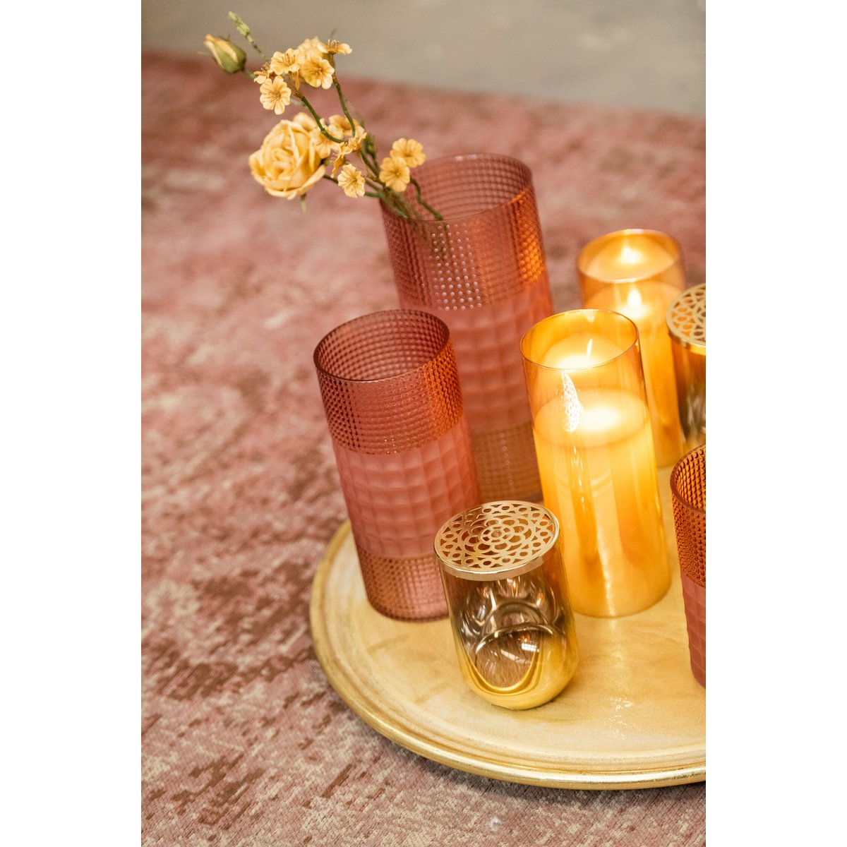 Ledlamp Blinkend Glas Goud Medium
