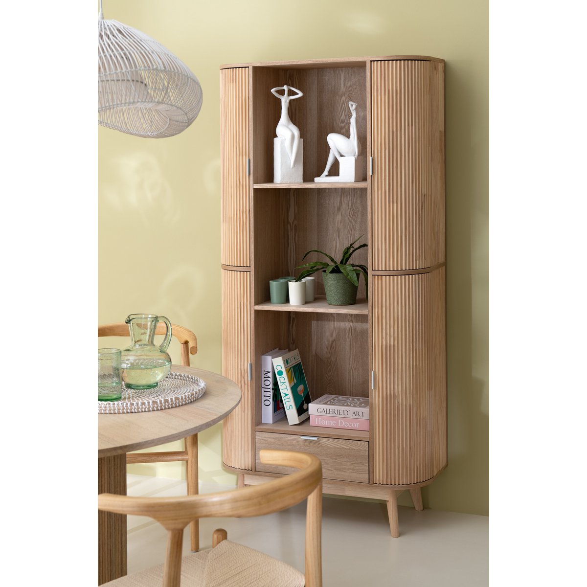 Kast Vakken Rond Mdf/Dennenhout Naturel
