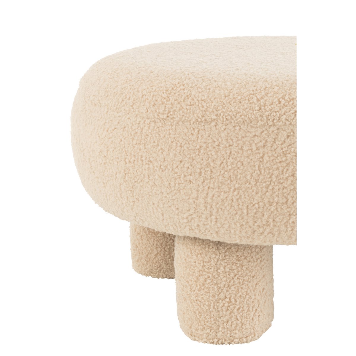 Kruk Rond Teddy Voeten Bouclé Warm Beige