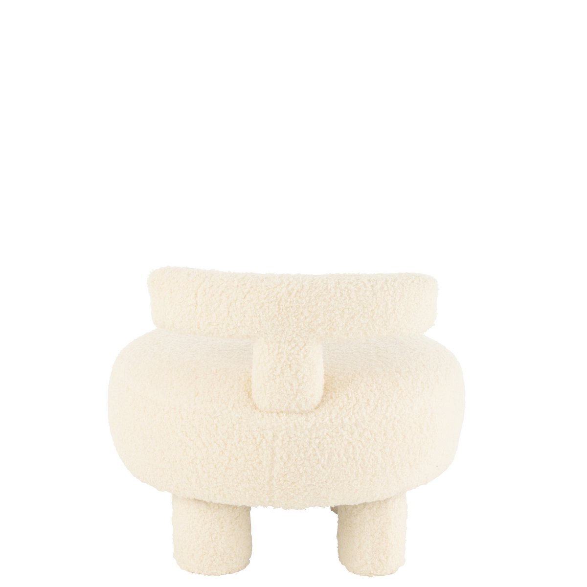 Poef Rond met Rugleuning Bouclé Wit